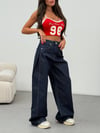Geniş Paça Vintage Efektli Denim Pantolon