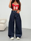 Geniş Paça Vintage Efektli Denim Pantolon