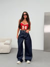 Geniş Paça Vintage Efektli Denim Pantolon