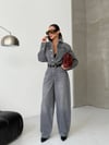 Gri Denim Geniş Paça Tulum