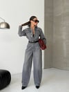 Gri Denim Geniş Paça Tulum