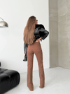 HerTon Asimetrik Çapraz Bel Detaylı Yırtmaçlı Denim Pantolon - Premium Jean