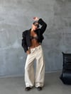 HerTon Baggy Wide Leg Kadın Jean Pantolon %100 Cotton Düşük Bel Bol Paça