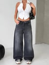HerTon Baggy Wide Leg Kadın Jean Pantolon %100 Cotton Düşük Bel Bol Paça