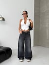 HerTon Baggy Wide Leg Kadın Jean Pantolon %100 Cotton Düşük Bel Bol Paça