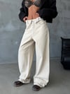 HerTon Baggy Wide Leg Kadın Jean Pantolon %100 Cotton Düşük Bel Bol Paça