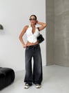 HerTon Baggy Wide Leg Kadın Jean Pantolon %100 Cotton Düşük Bel Bol Paça