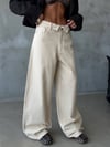HerTon Baggy Wide Leg Kadın Jean Pantolon %100 Cotton Düşük Bel Bol Paça