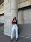 HerTon Kadın Açık Mavi %100 Pamuk Yüksek Bel Slouchy Jean Pantolon