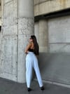 HerTon Kadın Açık Mavi %100 Pamuk Yüksek Bel Slouchy Jean Pantolon