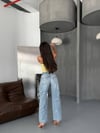 HerTon Kadın Açık Mavi Yırtık Detaylı Straight Fit %100 Pamuk Jean Pantolon