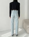 HerTon Kadın Açık Mavi Yüksek Bel %100 Pamuk Jean Pantolon - Düz Kesim Straight Denim