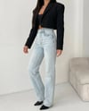 HerTon Kadın Açık Mavi Yüksek Bel %100 Pamuk Jean Pantolon - Düz Kesim Straight Denim