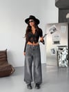 HerTon Kadın Baggy Jean Pantolon - Geniş Paça %100 Pamuk Normal Bel Salaş Denim