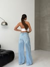 HerTon Kadın Bol Paça Wide Leg Jean - %100 Pamuk Yırtık Detaylı Pantolon