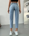 HerTon Kadın  Dizleri Yırtık %100 Pamuk Jean Pantolon - Paçası Kesik Mom Fit Denim