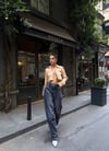 HerTon Kadın Gri Füme Geniş Paça %100 Pamuk Jean Pantolon - Yüksek Bel Salaş Denim