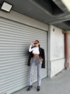 HerTon Kadın Gri Kar Yıkama %100 Pamuk Jean Pantolon - Yüksek Bel Mom/Straight Fit
