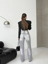 HerTon Kadın Gri Yüksek Bel Wide Leg Jean Pantolon %100 Pamuk