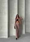 HerTon Kadın Leopar Desenli %100 Pamuk Denim Ceket - Jean Ceket Crop Kesim Jean Ceket