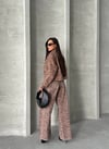 HerTon Kadın Leopar Desenli %100 Pamuk Denim Ceket - Jean Ceket Crop Kesim Jean Ceket