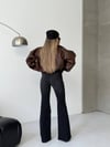 HerTon Kadın Siyah Yüksek Bel İspanyol Paça Jean Pantolon - Premium Pamuklu Flare Denim