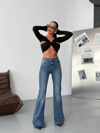 HerTon Kadın Yüksek Bel İspanyol Paça Jean Pantolon – Likralı Flare Denim, Toparlayıcı Etki, Günlük & Şık Kombin
