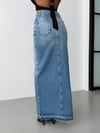 HerTon Kadın Yüksek Bel Yırtmaçlı Maxi Boy Jean Etek - %100 Pamuk Denim
