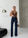 HerTon Yüksek Bel %100 Pamuklu Bol Paça Denim Pantolon - Premium Jean
