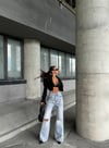 HerTon Yüksek Bel Geniş Paça Jean - Dizleri Yırtık Detaylı Wide Leg Denim Pantolon