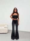 HerTon Yüksek Bel İspanyol Paça Jean Pantolon - Toparlayıcı Etkili Dark Blue Flare Denim