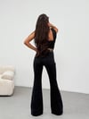 HerTon Yüksek Bel İspanyol Paça Jean Pantolon - Toparlayıcı Etkili Dark Blue Flare Denim