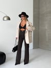 HerTon Yüksek Bel Kahverengi Jean Pantolon – %100 Pamuk, Geniş Paça (Flare/Wide Leg), Retro 90’lar Stil Kadın Denim