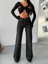 HerTon Yüksek Bel Siyah Wide Leg Pantolon – İspanyol Paça, %98 Pamuk Cotton, Şık ve Modern Kadın Jean