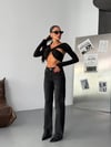 HerTon Yüksek Bel Siyah Wide Leg Pantolon – İspanyol Paça, %98 Pamuk Cotton, Şık ve Modern Kadın Jean