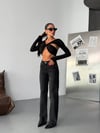 HerTon Yüksek Bel Siyah Wide Leg Pantolon – İspanyol Paça, %98 Pamuk Cotton, Şık ve Modern Kadın Jean