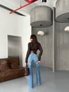 HerTon Yüksek Bel Wide Leg Yırtık Detaylı %100 Pamuk Kadın Jean Pantolon – Vintage Mavi Bol Paça Denim