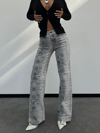 HerTon Yüksek Bel Yılan Derisi Desenli Bol Paça Denim Pantolon - Göz Alıcı Snake Skin Jean