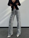 HerTon Yüksek Bel Yılan Derisi Desenli Bol Paça Denim Pantolon - Göz Alıcı Snake Skin Jean