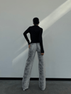 HerTon Yüksek Bel Yılan Derisi Desenli Bol Paça Denim Pantolon - Göz Alıcı Snake Skin Jean