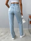 Jean Pantolon, Yüksek Bel Kot Pantolon, %100 Pamuk Denim, Düz Kesim Jean, Kadın Straight Fit Pantolon.