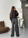 Kadın %98 Pamuk Yüksek Bel Asimetrik Bel Wide Leg Jean
