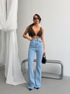 Kadın Açık Mavi Yüksek Bel İspanyol Paça Jean Pantolon – Fit Kesim Flare Denim