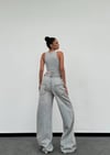 Kadın Asimetrik Cepli Wide Leg Bol Paça Pamuklu Jean Pantolon
