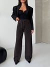 Kadın Bağcıklı Wide Leg Jean Pantolon