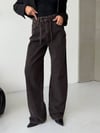 Kadın Bağcıklı Wide Leg Jean Pantolon