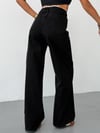 Kadın Beli ve Cepleri Güpür Şeritli Geniş Paça Kot Pantolon