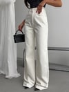Kadın Beyaz Yüksek Bel Wide Leg Jean Pantolon – Bol Paça Denim Pantolon