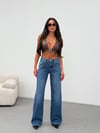 Kadın Bol Paça Denim Pantolon