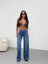 Kadın Bol Paça Denim Pantolon